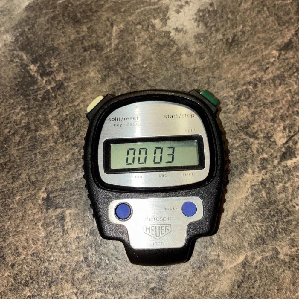 Vintage - Heuer Microsplit 1000 Digital Stopwatch Works Not Sure Of Other Modes
